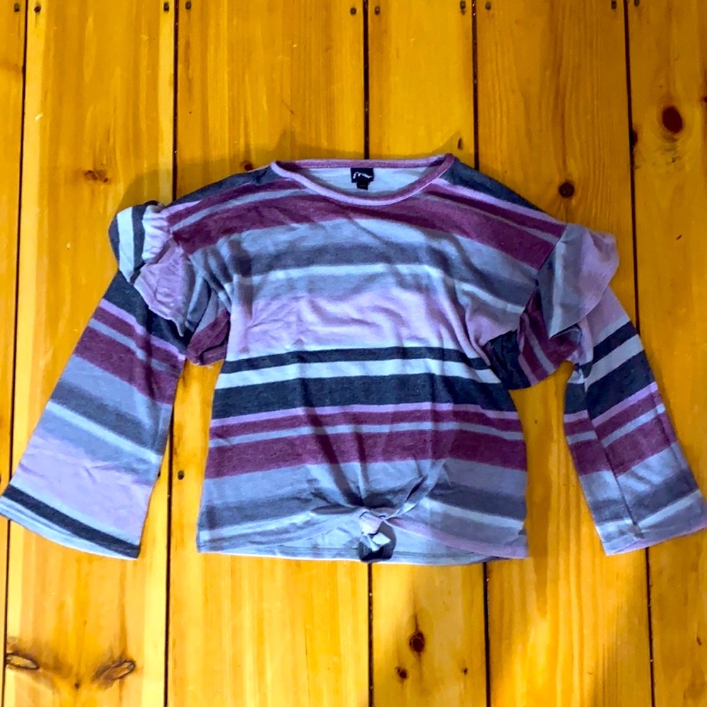 Purple gray  and black striped long sleeved shirt!